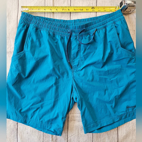 Marmot Men's Size Large Pull On Turquoise Activewear Performance Shorts Pockets - Picture 3 of 8